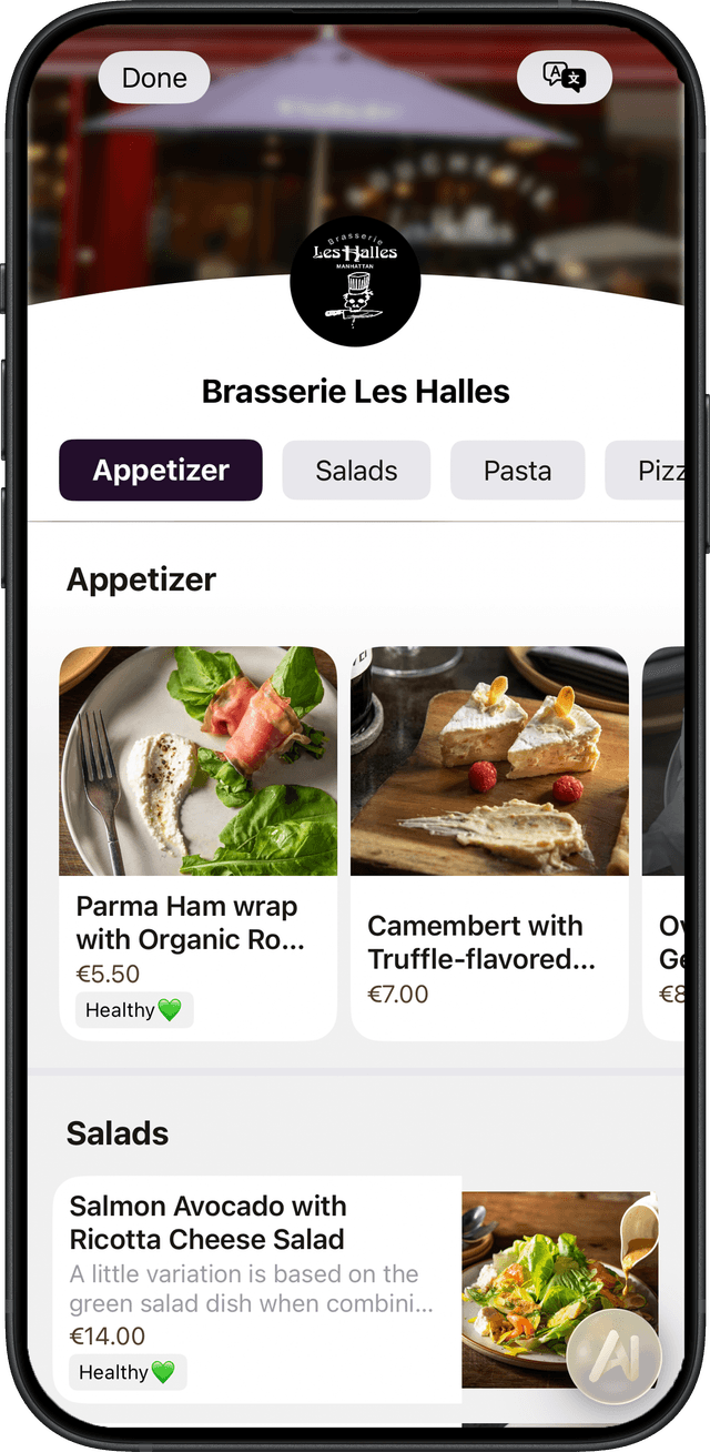 meal reveal iPhone Interface